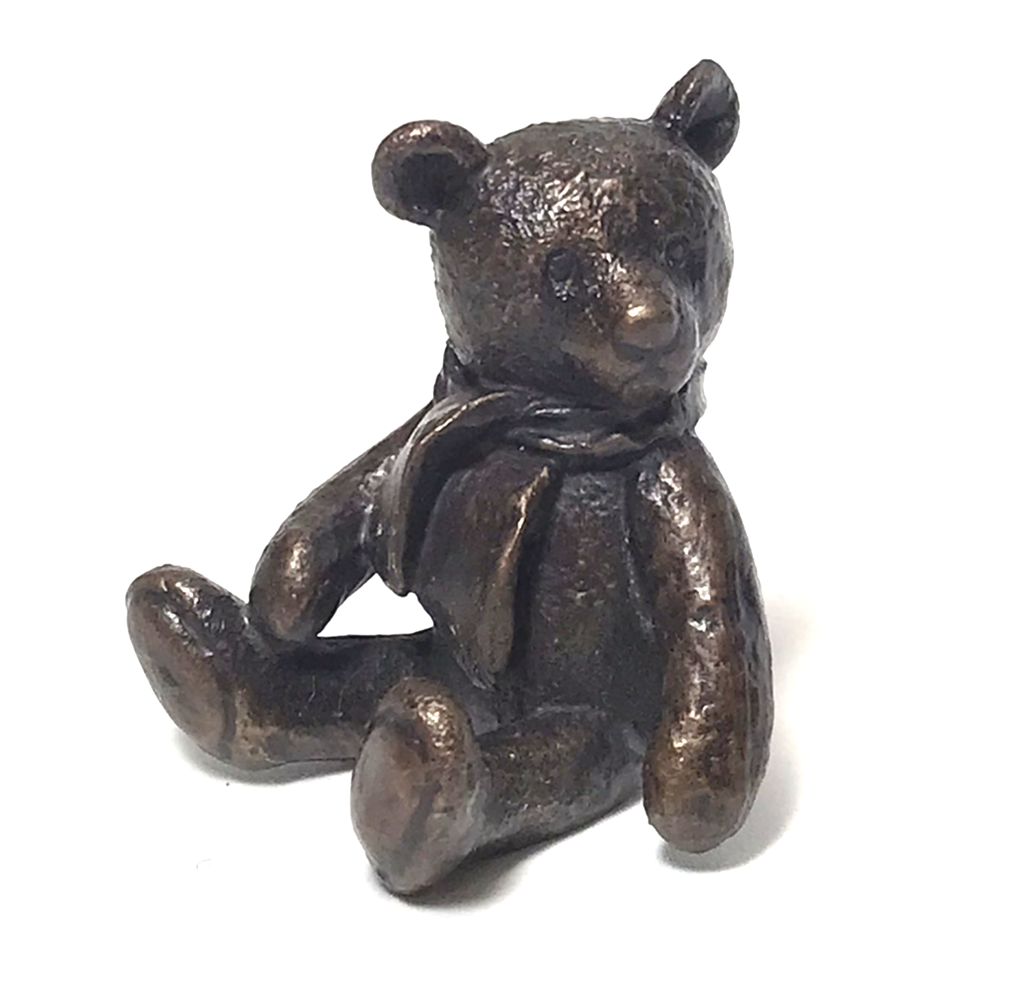 'Monty' - solid bronze miniature Teddy Bear figurine designed by Michael Simpson, in a quality gift box.