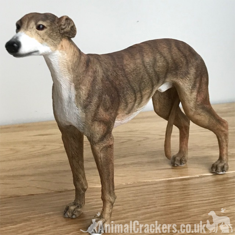 Brindle Greyhound ornament sculpture statue lifelike Leonardo figurine, boxed