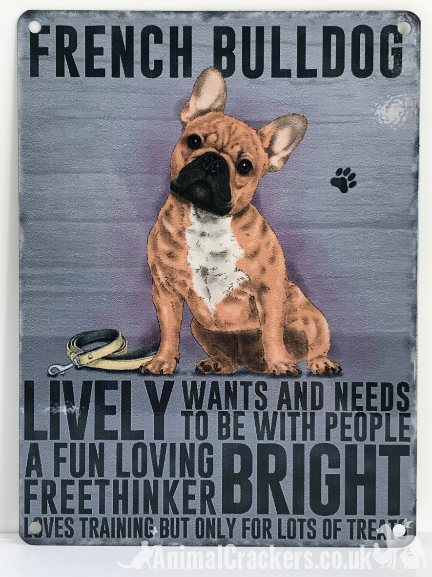 20cm metal vintage style French Bulldog Frenchie breed character hanging sign