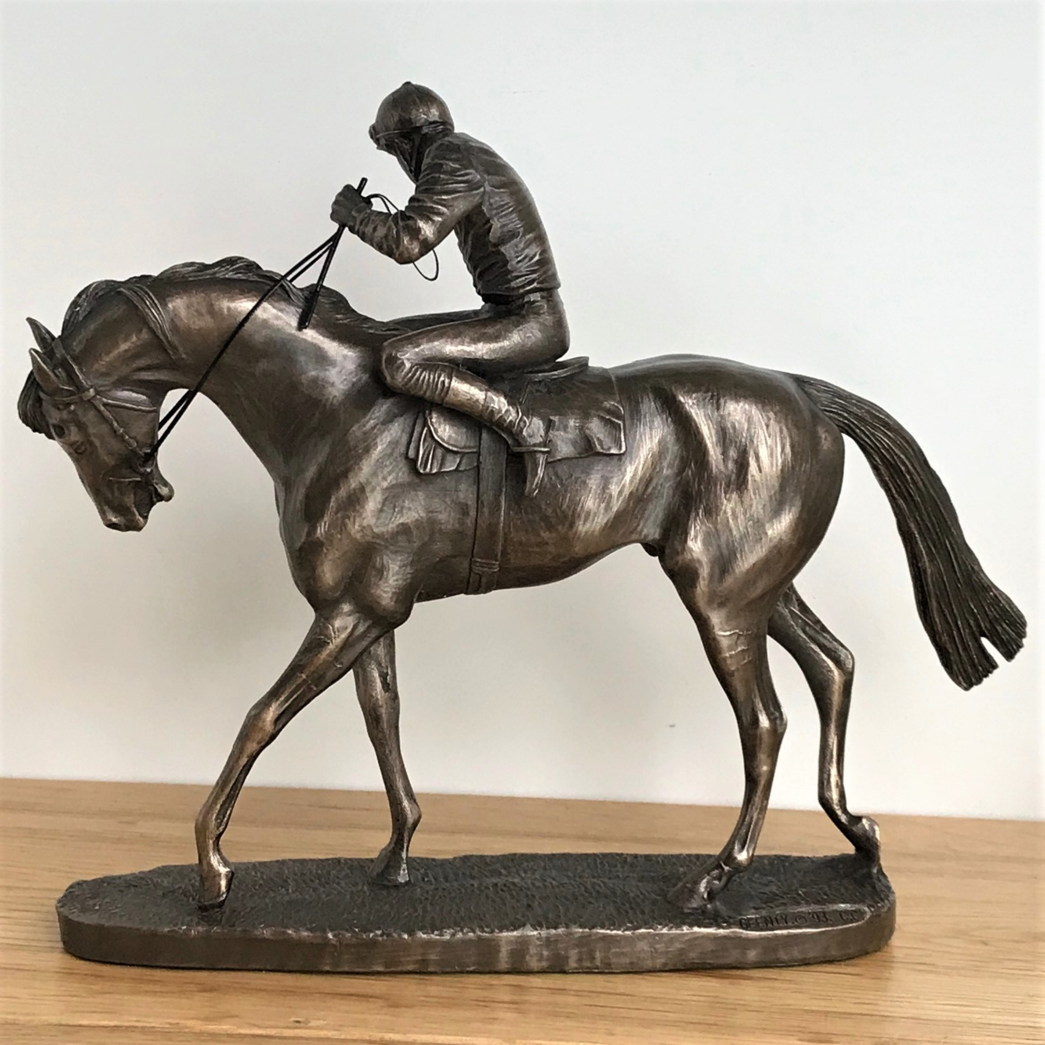 'On Parade' by David Geenty Cold Cast Bronze race horse figurine