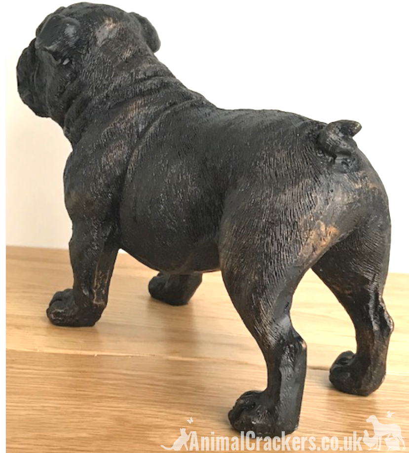 20cm bronze effect English Bulldog ornament figurine Bull Dog lover gift, boxed