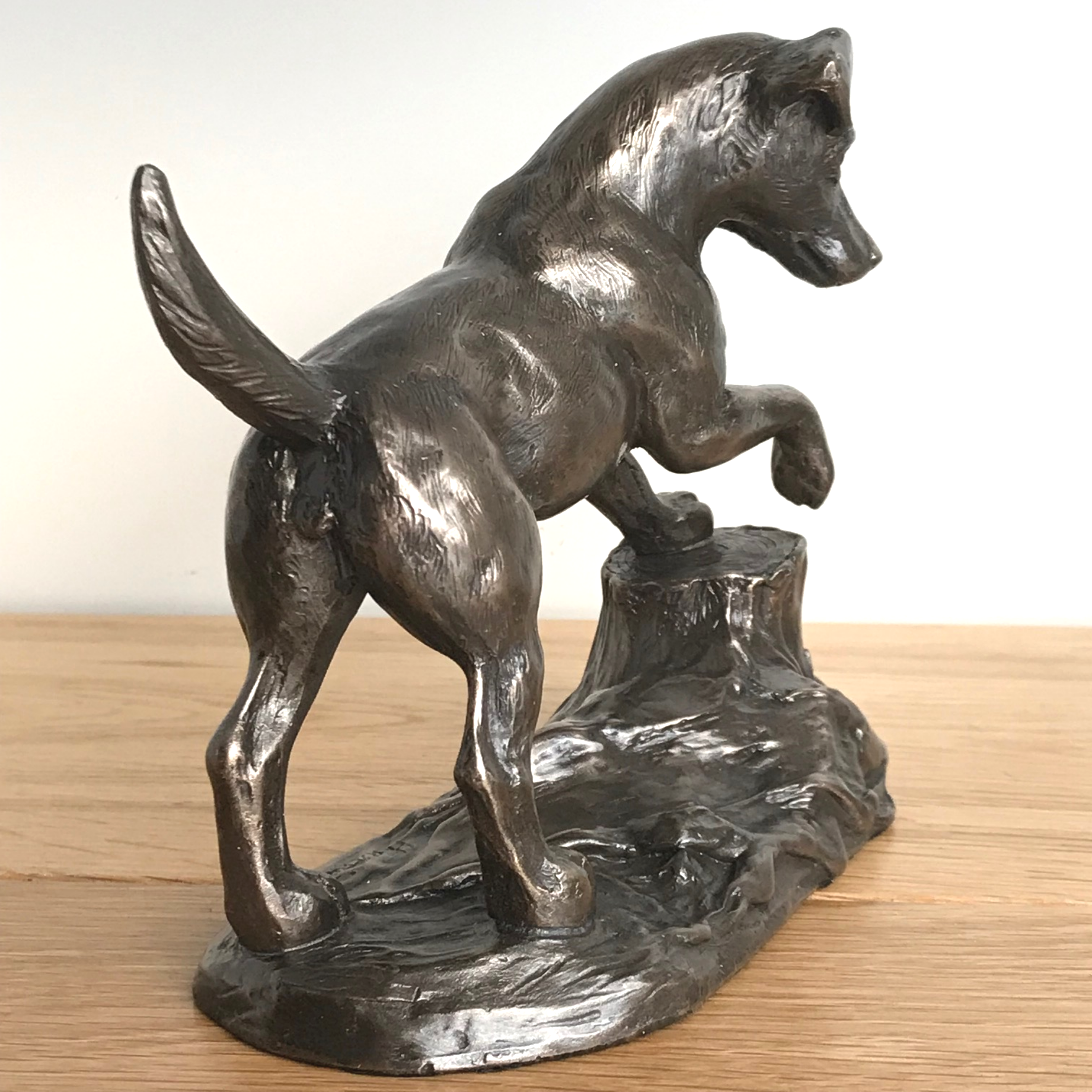 Heavy Cold Cast Bronze Jack Russell Terrier on a rock figurine by Harriet Glen, fabulous quality ornament