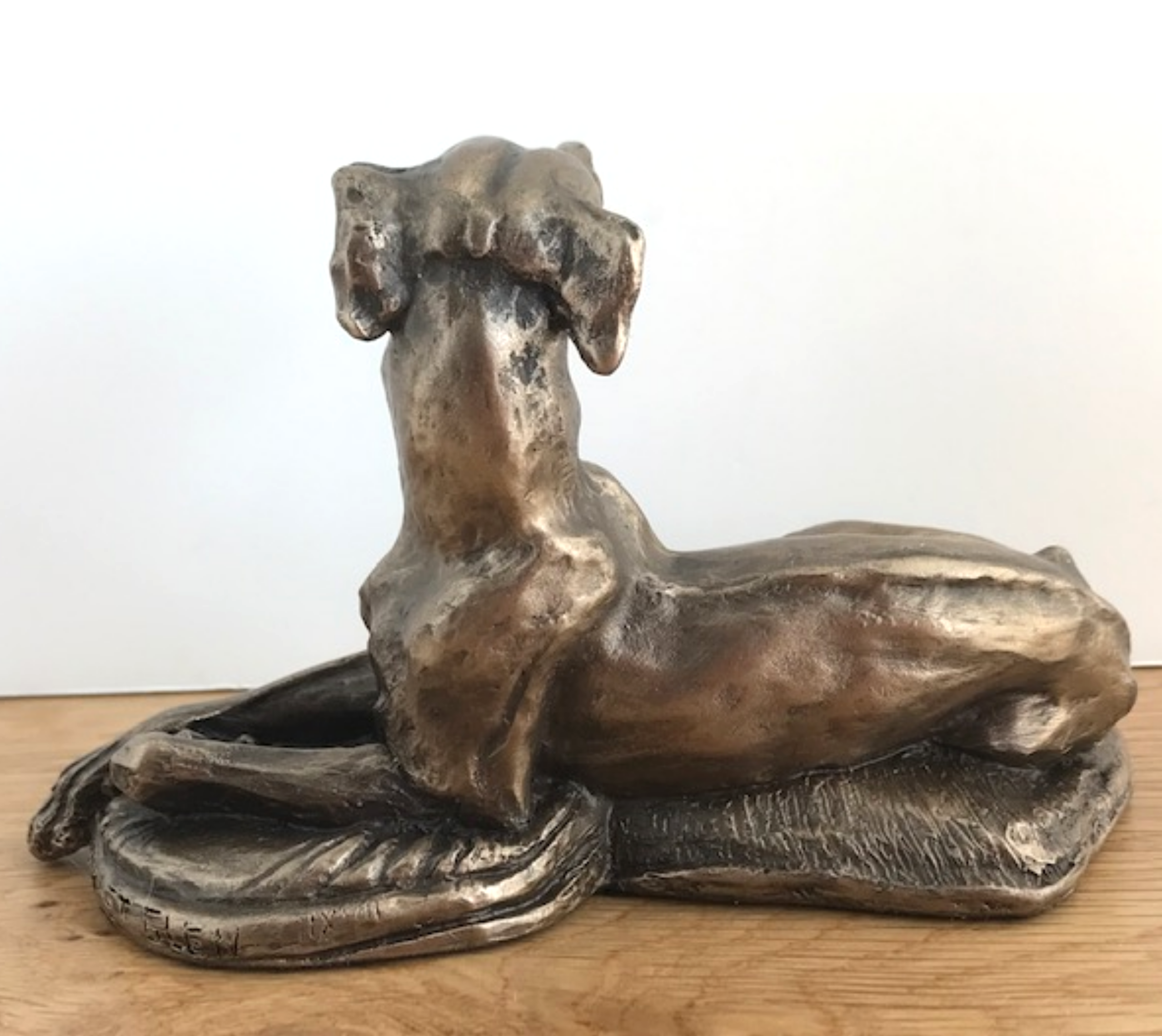 Harriet Glen Cold Cast Bronze Laying Whippet sculpture ornament figurine statue