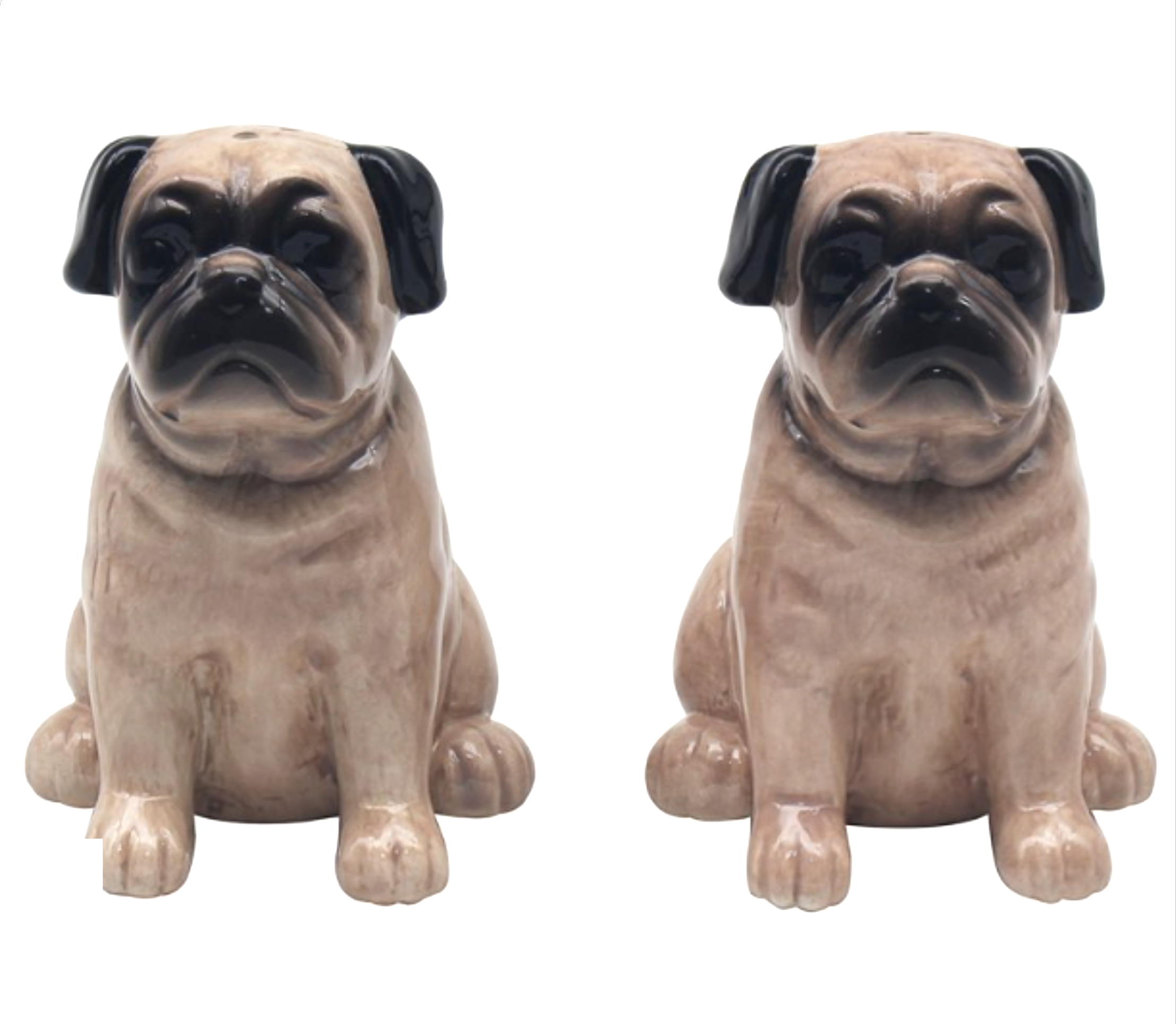 Pug design ceramic Salt & Pepper cruet set by Lesser & Pavey, boxed