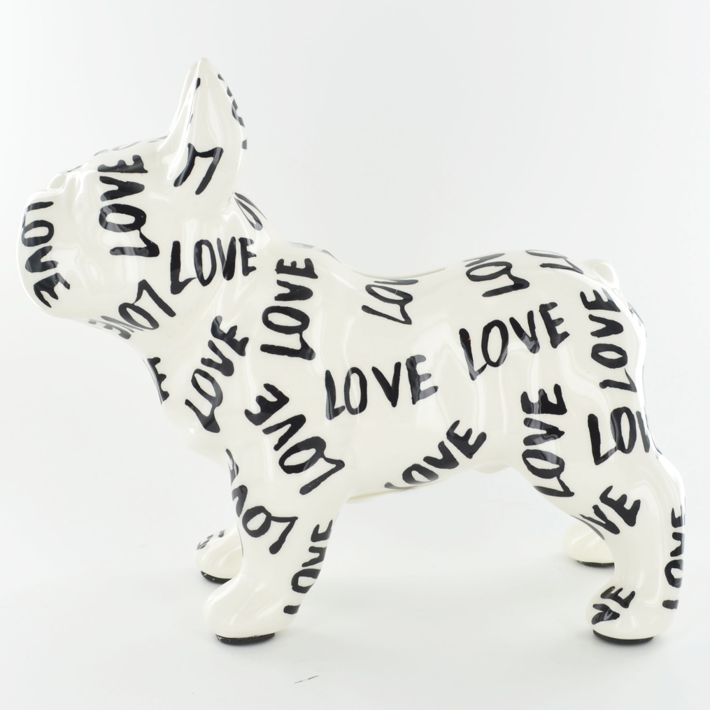 'Jack' the French Bulldog ceramic money box piggy bank by Pomme Pidou, Black & White in a choice of 3 designs