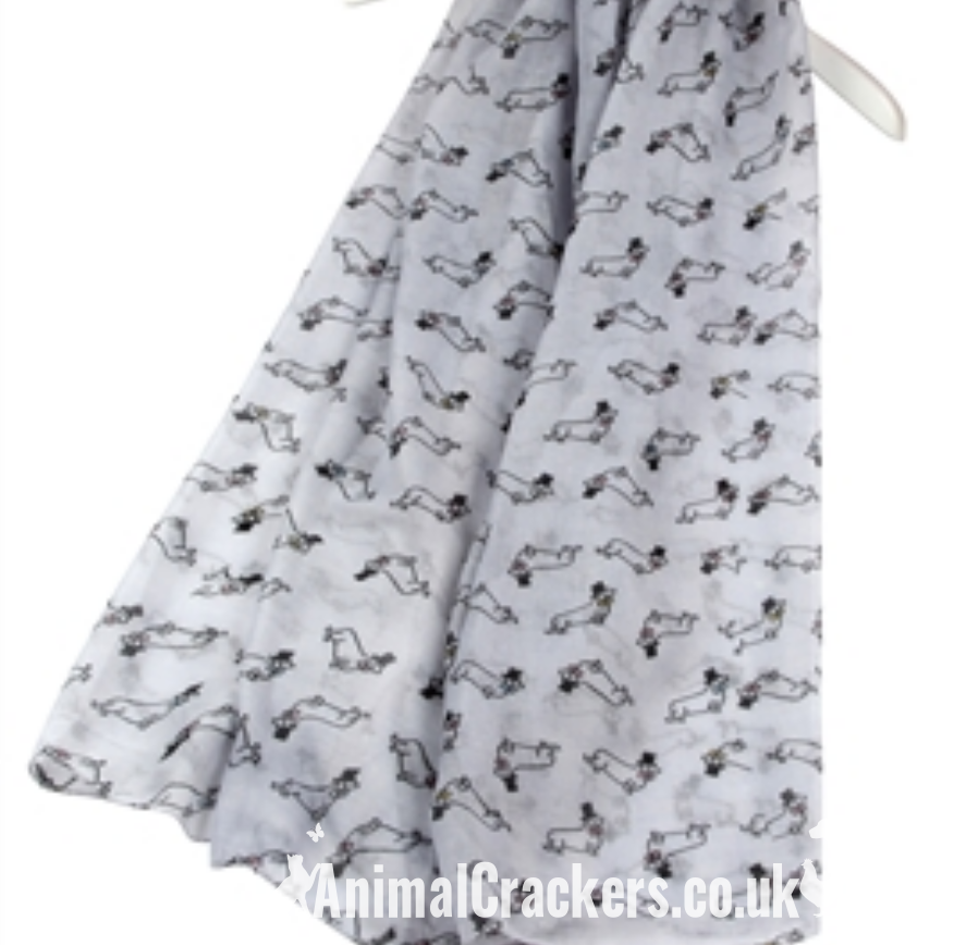 Ladies lightweight Mini Dachshund print Scarf Sarong in choice of colours