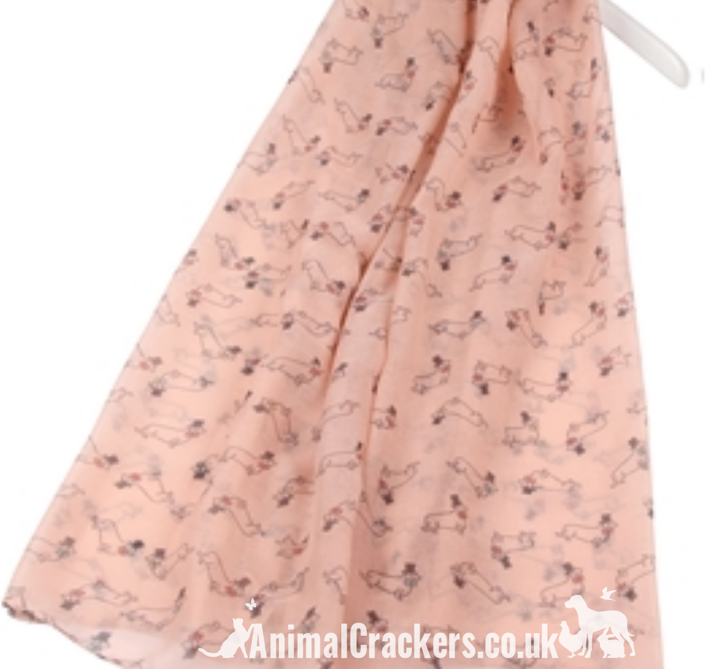 Ladies lightweight Mini Dachshund print Scarf Sarong in choice of colours