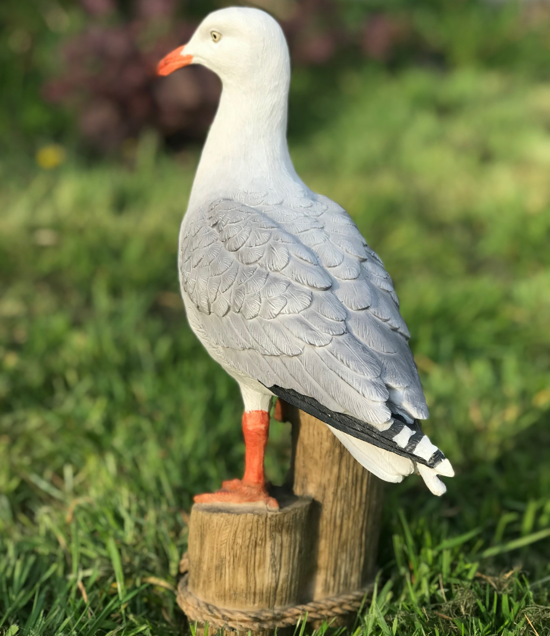 Seagull on post figurine indoor or outdoor ornament or nautical decoration