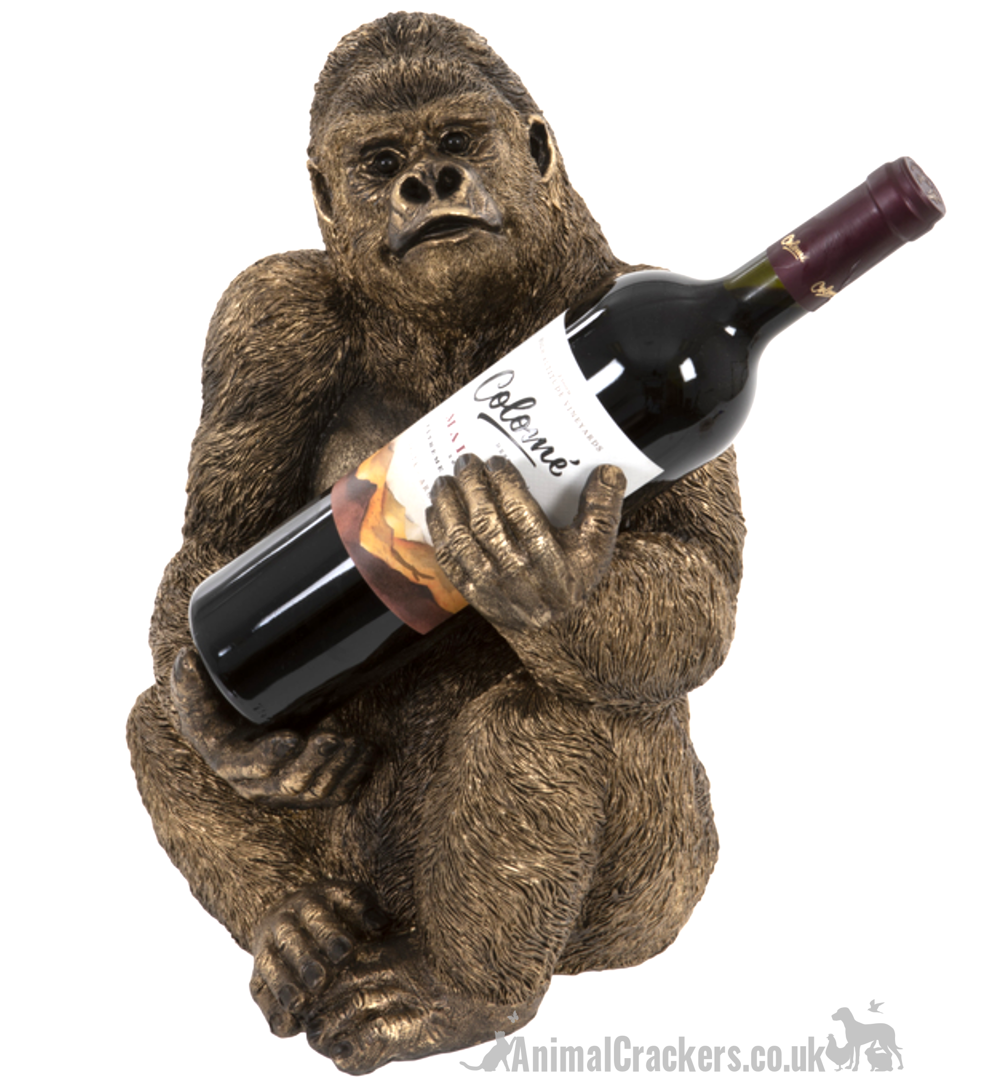 Bronze effect Gorilla Wine Bottle Holder ornament decoration, monkey lover gift