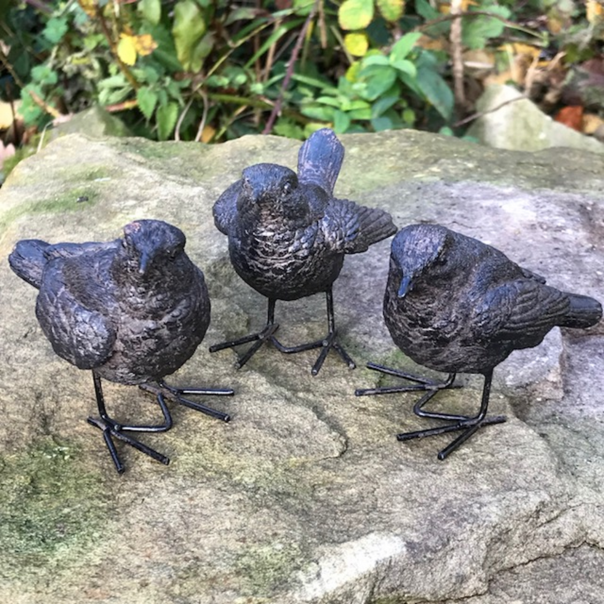 Set of 3 bronze effect Wrens indoor or outdoor decoration great bird lover gift