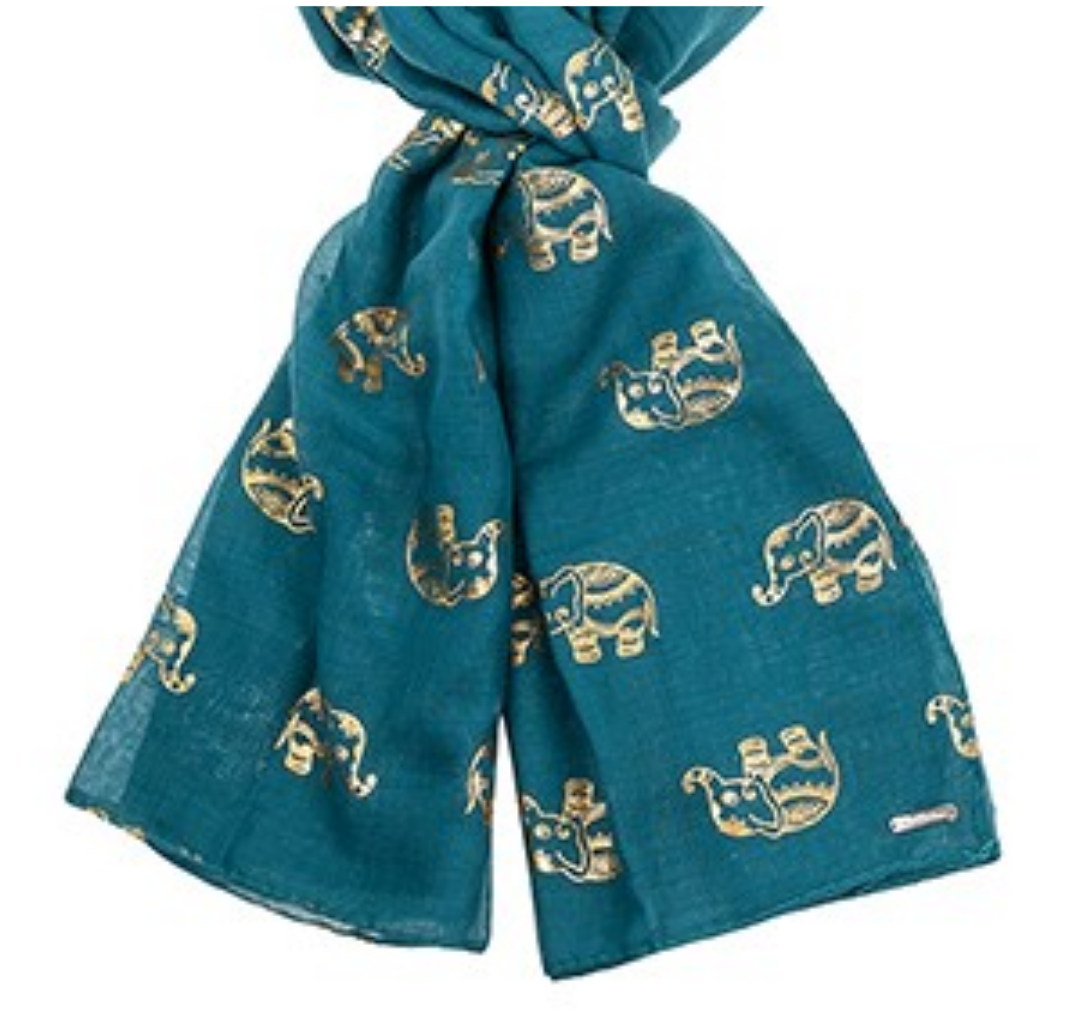 Ladies lightweight gold foil Elephant print ladies Scarf Sarong in choice of colours