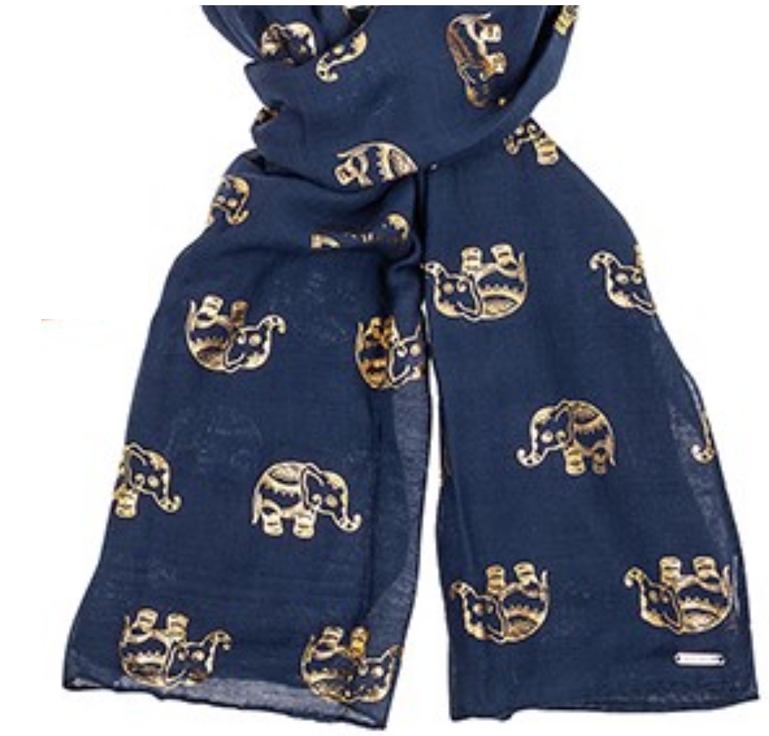 Ladies lightweight gold foil Elephant print ladies Scarf Sarong in choice of colours