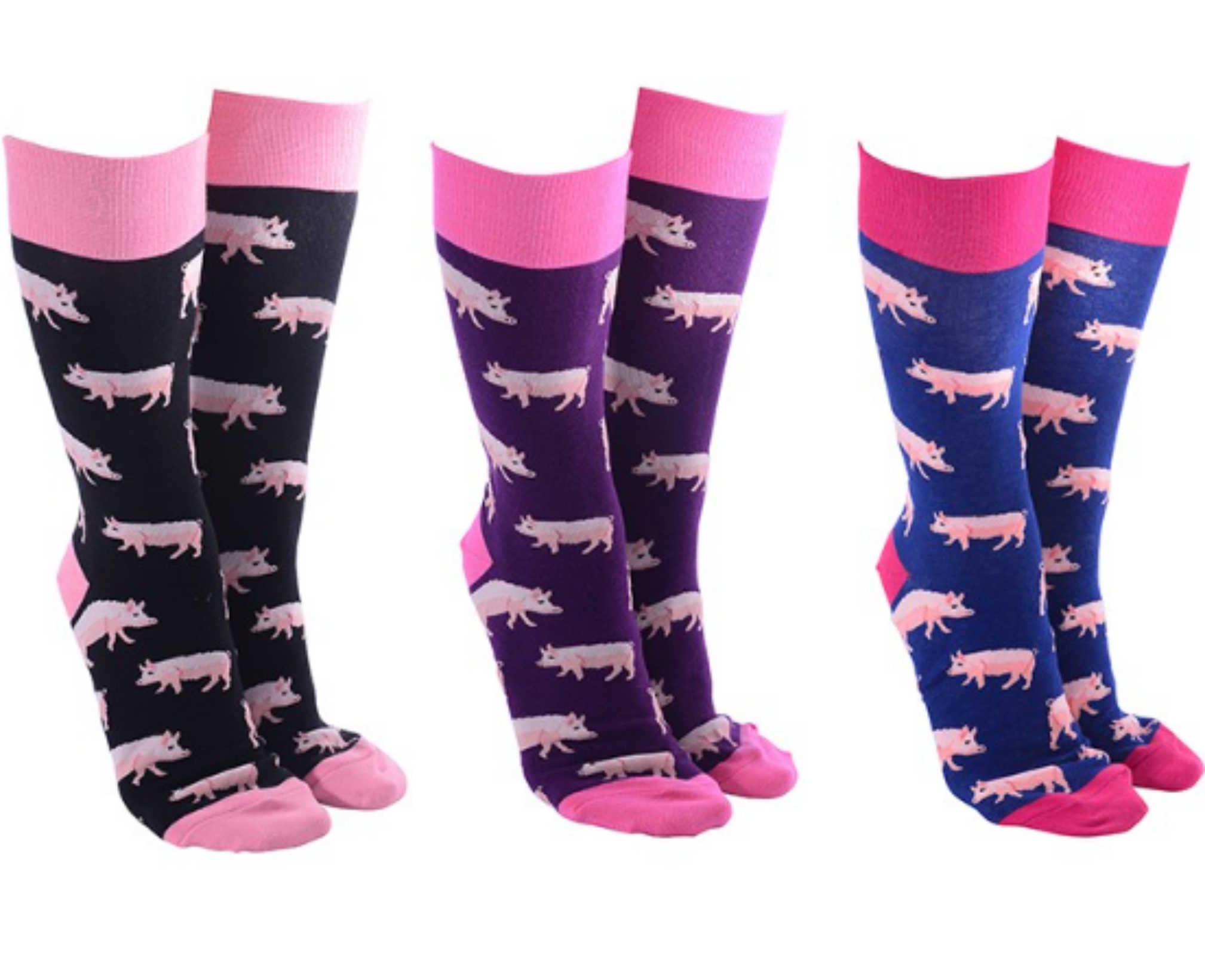 Pig design Socks quality Cotton mix one size Women or Men, novelty Farm animal lover gift