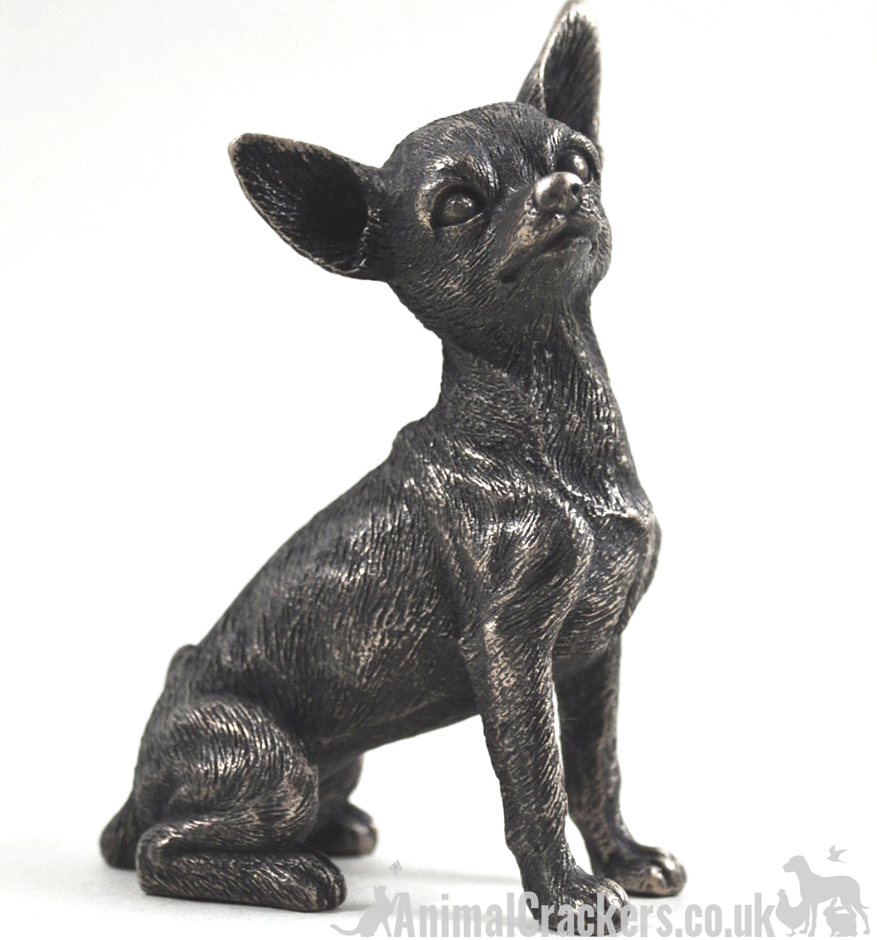 Cold Cast Bronze sitting Chihuahua ornament figurine