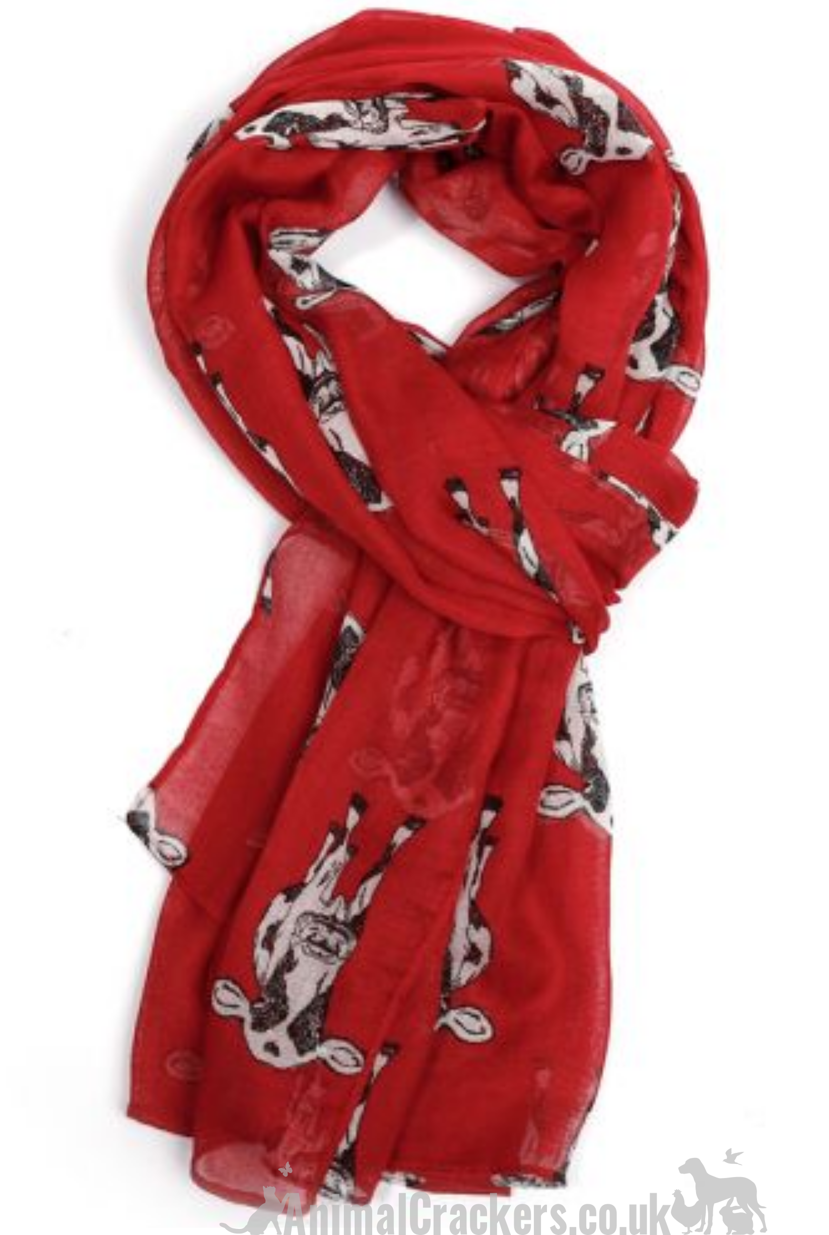 Ladies lightweight Dairy Cow design Scarf Sarong in choice of colours, great Farmer or Frisian Cow lover gift and stocking filler!