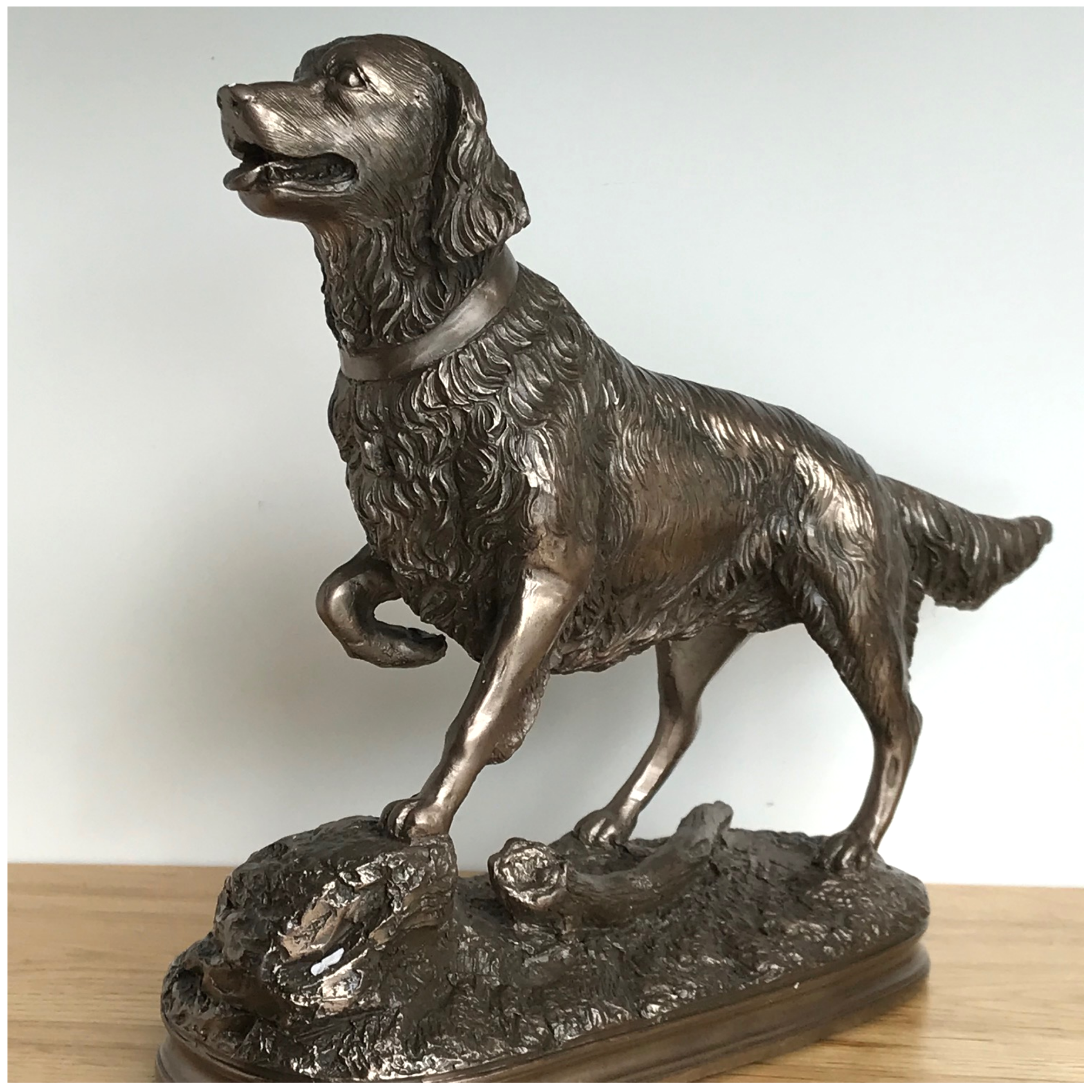 Beauchamp Bronze Retriever on Rock heavy weight figurine in cold cast bronze