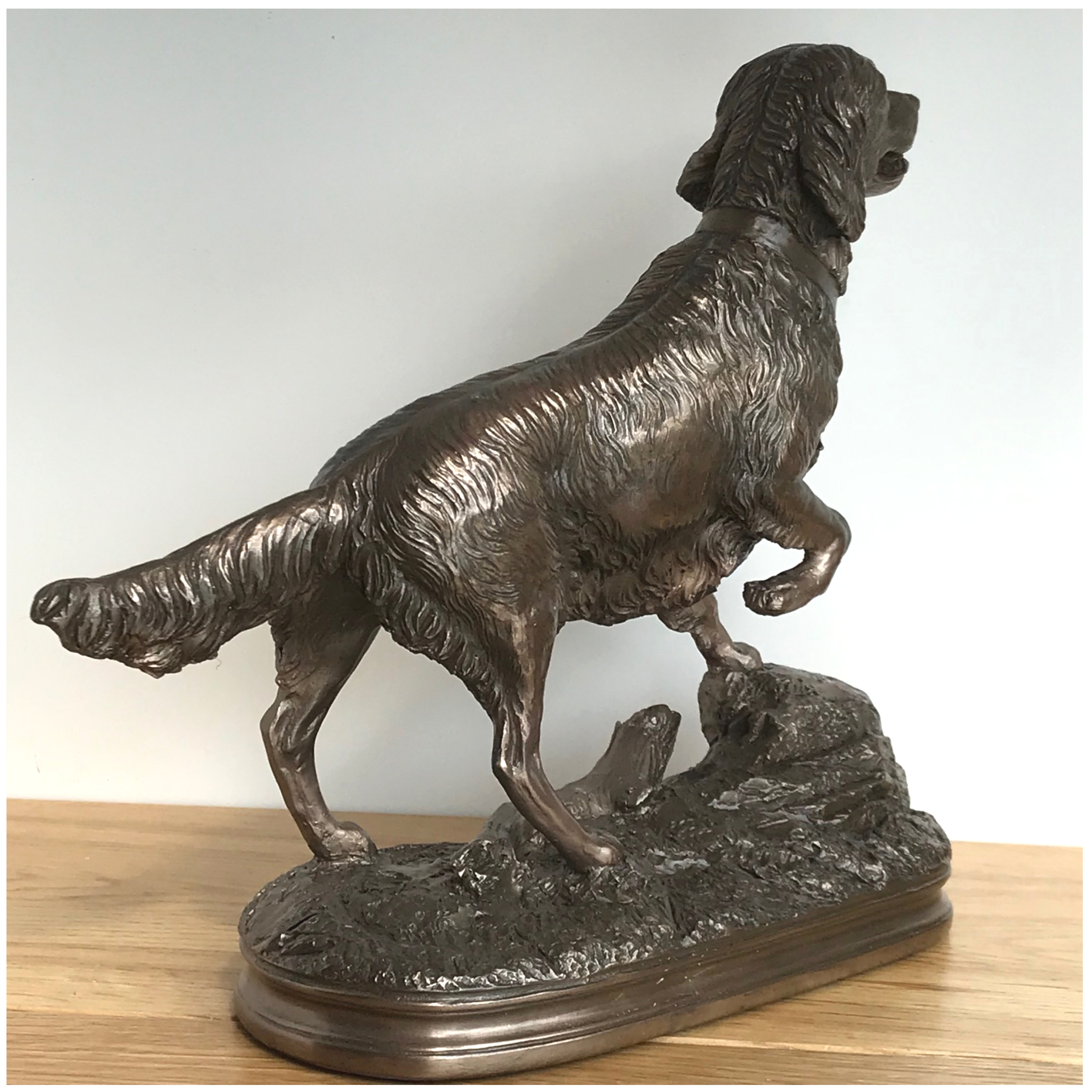 Beauchamp Bronze Retriever on Rock heavy weight figurine in cold cast bronze