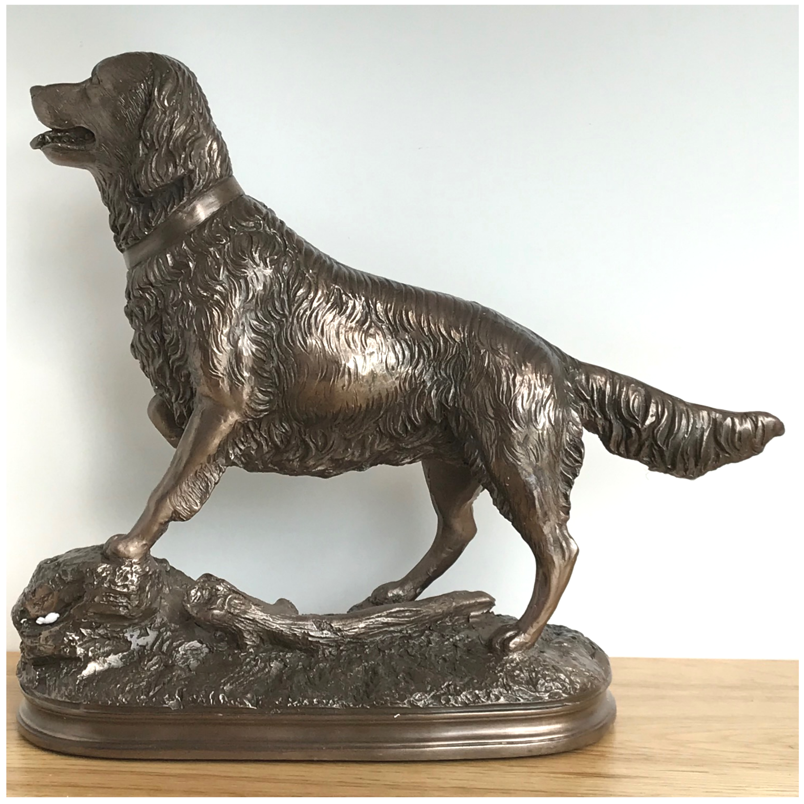 Beauchamp Bronze Retriever on Rock heavy weight figurine in cold cast bronze