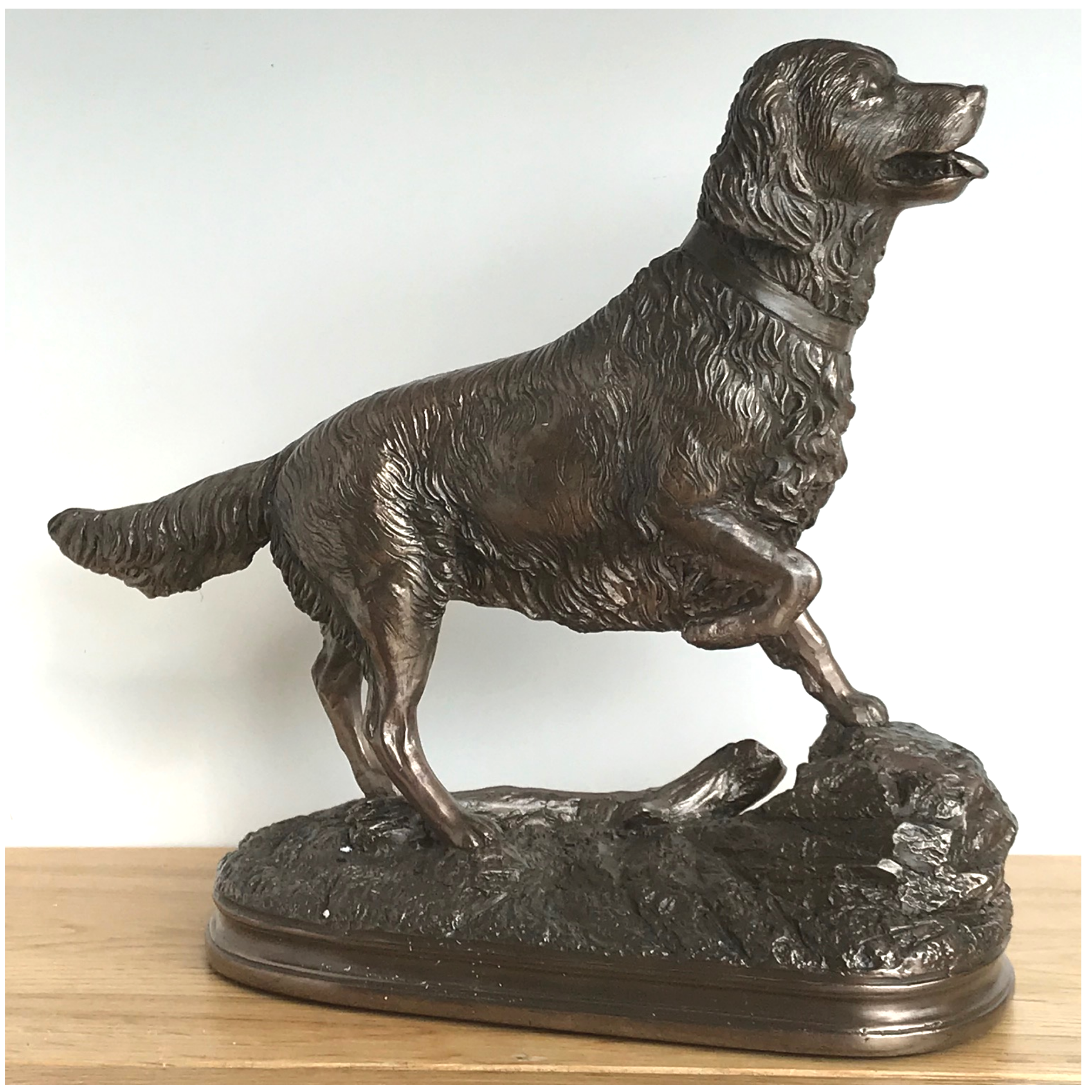 Beauchamp Bronze Retriever on Rock heavy weight figurine in cold cast bronze