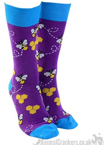 Adult BEE design socks Men Women Unisex One Size stocking filler novelty Bee lover gift