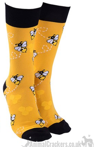 Adult BEE design socks Men Women Unisex One Size stocking filler novelty Bee lover gift