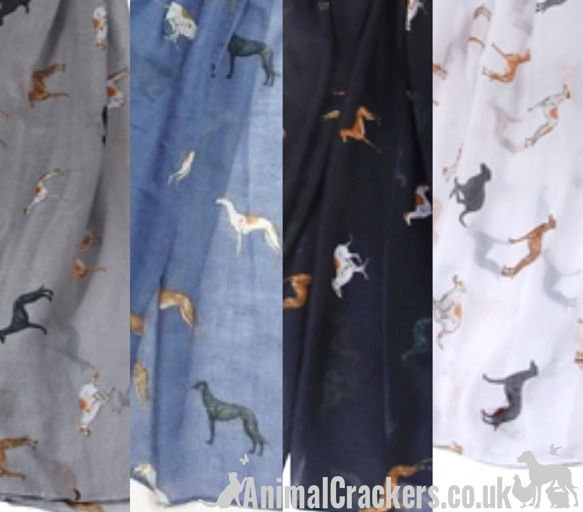 Lovely quality ladies lightweight Greyhound print scarf sarong in a choice of colours