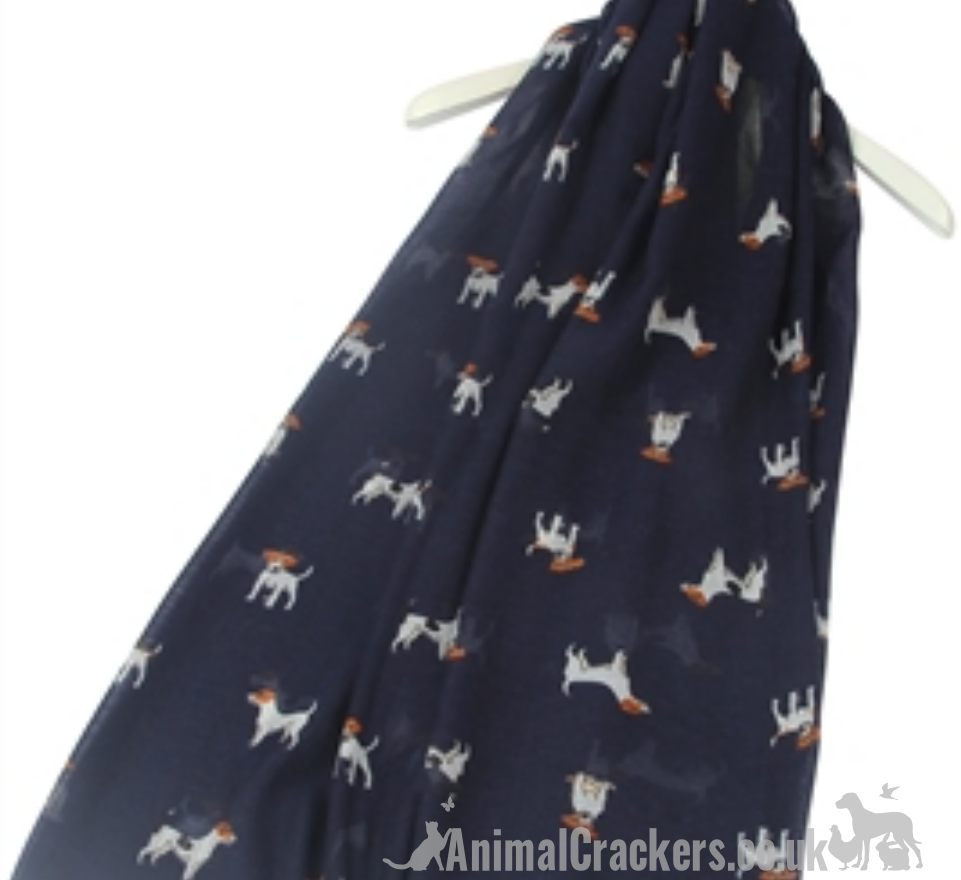 Ladies lightweight cotton mix Jack Russell print Scarf Sarong in choice of colours