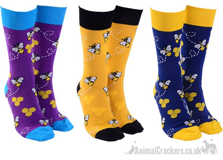 Adult BEE design socks Men Women Unisex One Size stocking filler novelty Bee lover gift