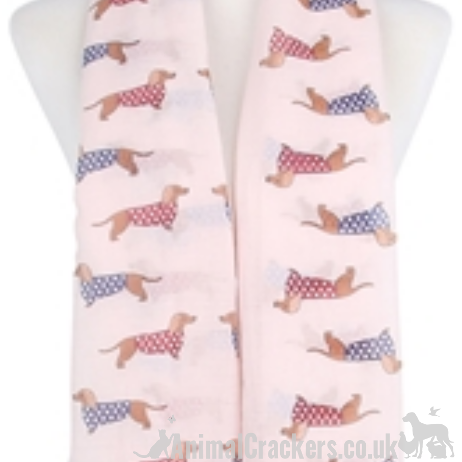 Ladies lightweight Dachshund in spotted coat print Scarf Sarong in choice of colours, great Sausage Dog lover gift!