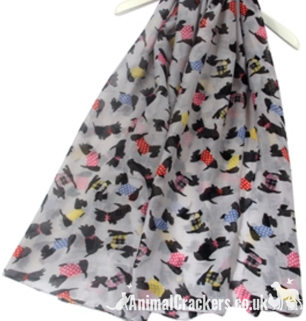 Scottish Terrier print ladies girls Scarf Sarong cotton mix Scottie lover gift